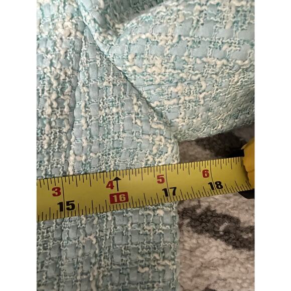 TALBOTS Women's Aqua Blue Luxe Tweed Tailored Career Blazer Jacket - Picture 13 of 14